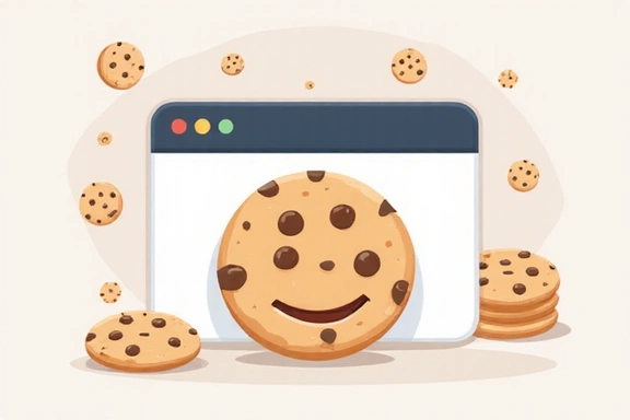Ilustración de una galleta digital representando una cookie en un navegador web