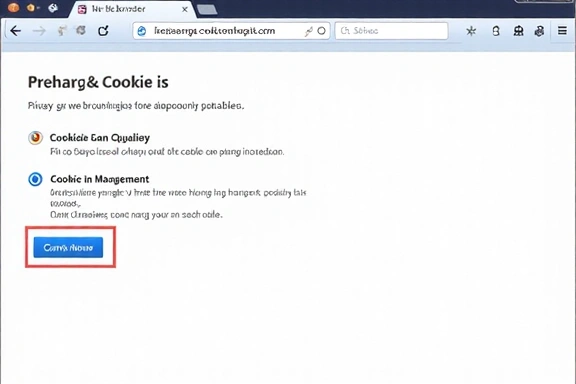Representación de una interfaz de configuración de navegador con opciones de privacidad y cookies