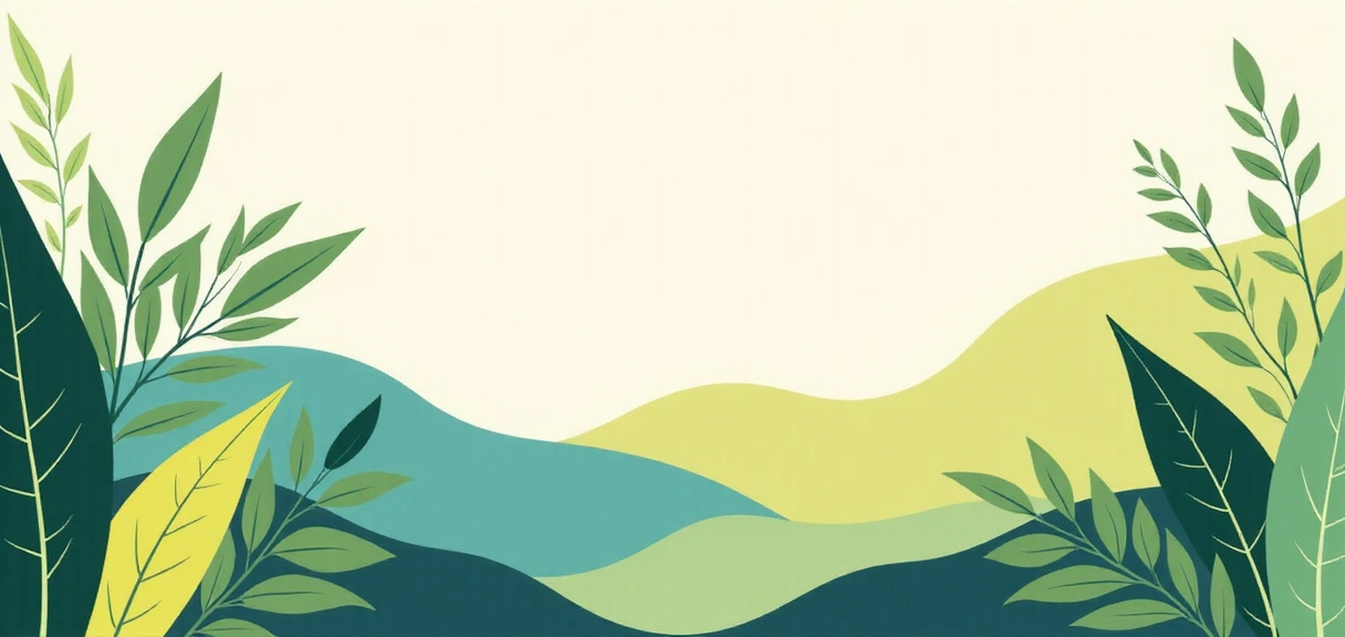 Ilustración abstracta de salud y vitalidad natural, con elementos orgánicos y colores vibrantes.